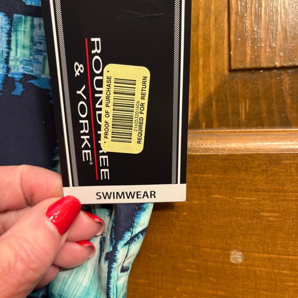 NWT Men’s Blue Patterned Swim Trunks.  Size L. - Picture 3 of 9